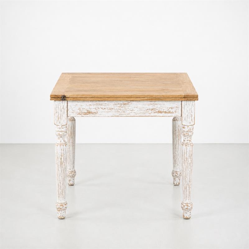 Tavolo estensibile in legno di mango bianco decapato 90-180x90x77 cm Salento