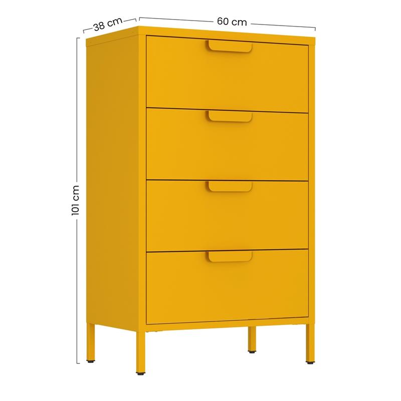 Cassettiera 4 cassetti acciaio laminato 60x38x101 senape - Pop