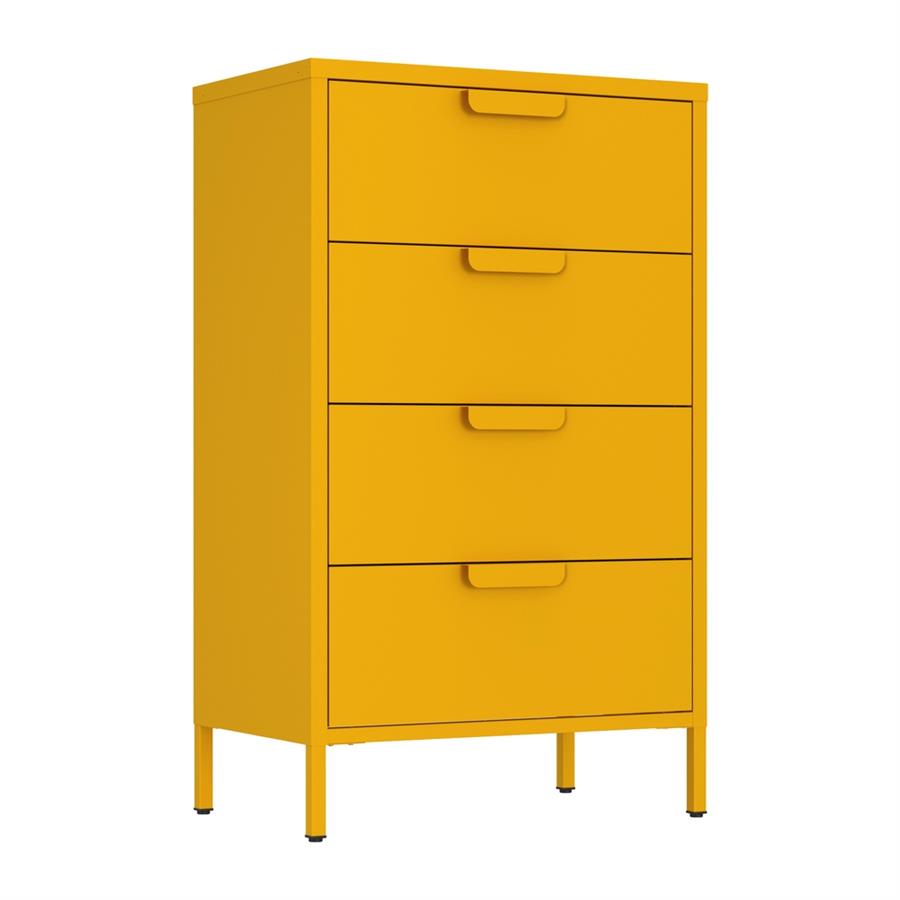 Cassettiera 4 cassetti acciaio laminato 60x38x101 senape - Pop