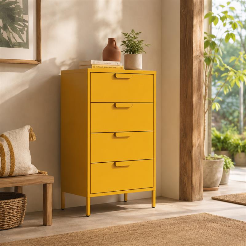 Cassettiera 4 cassetti acciaio laminato 60x38x101 senape - Pop