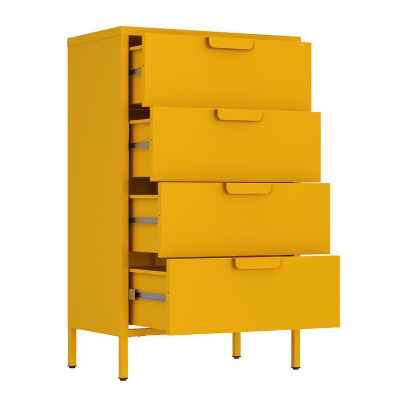 Cassettiera 4 cassetti acciaio laminato 60x38x101 senape - Pop