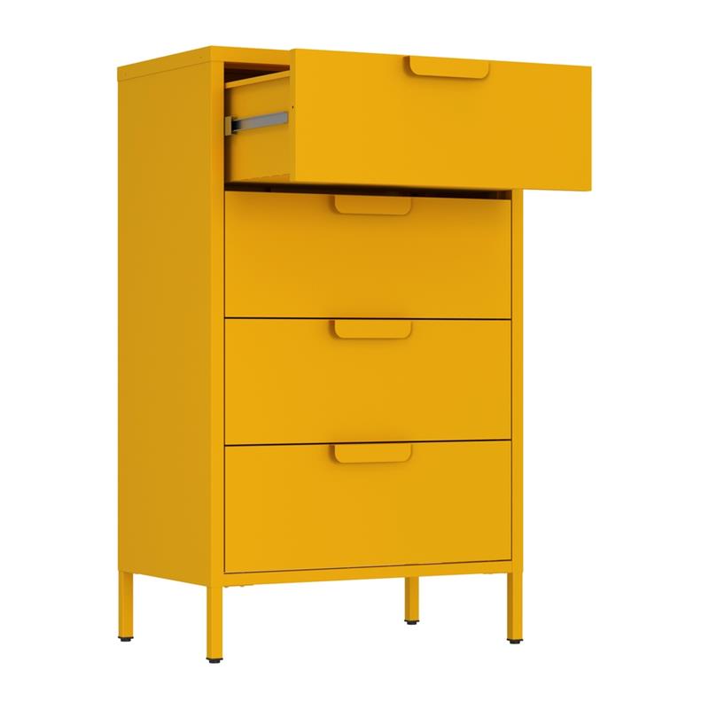 Cassettiera 4 cassetti acciaio laminato 60x38x101 senape - Pop