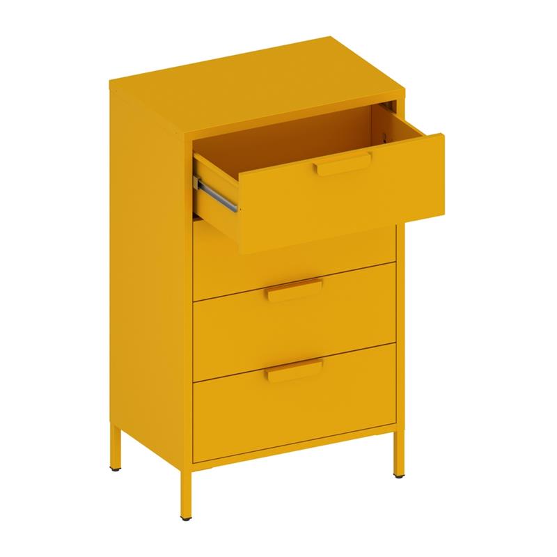 Cassettiera 4 cassetti acciaio laminato 60x38x101 senape - Pop