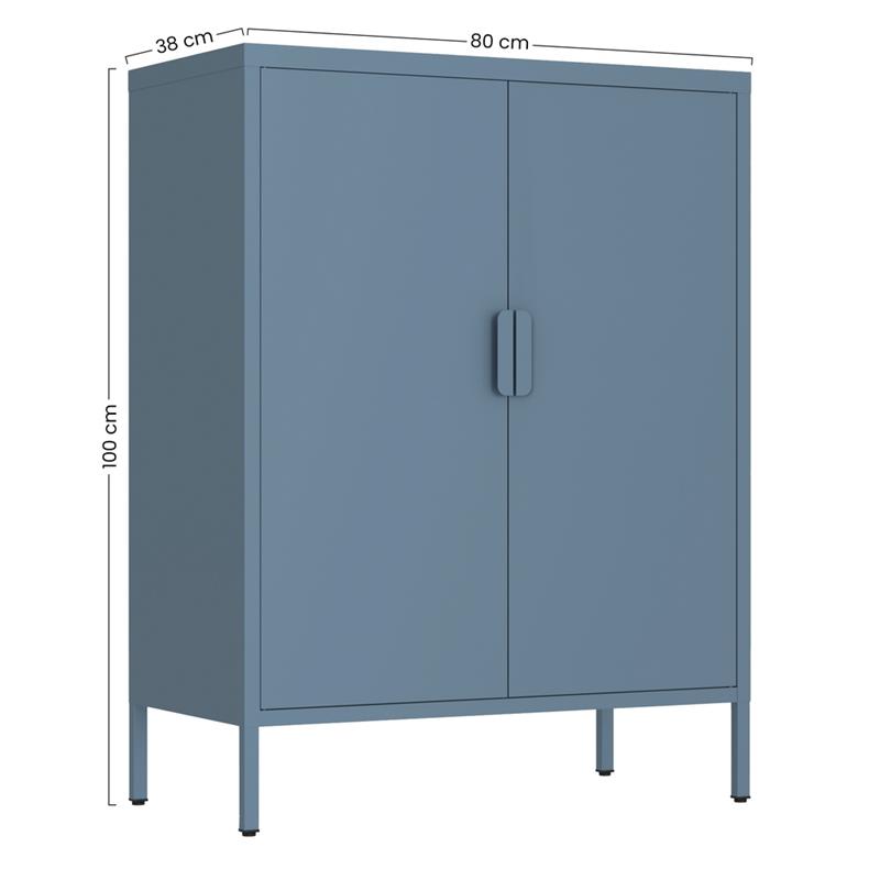 Credenza metallica 2 ante ceruleo 80x38x100 - Pop