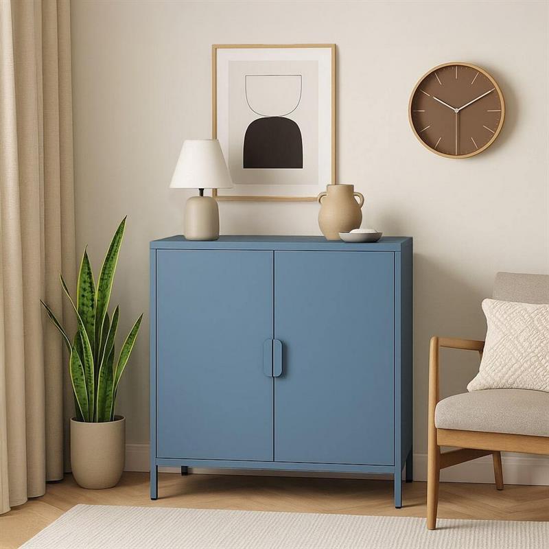 Credenza metallica 2 ante ceruleo 80x38x100 - Pop