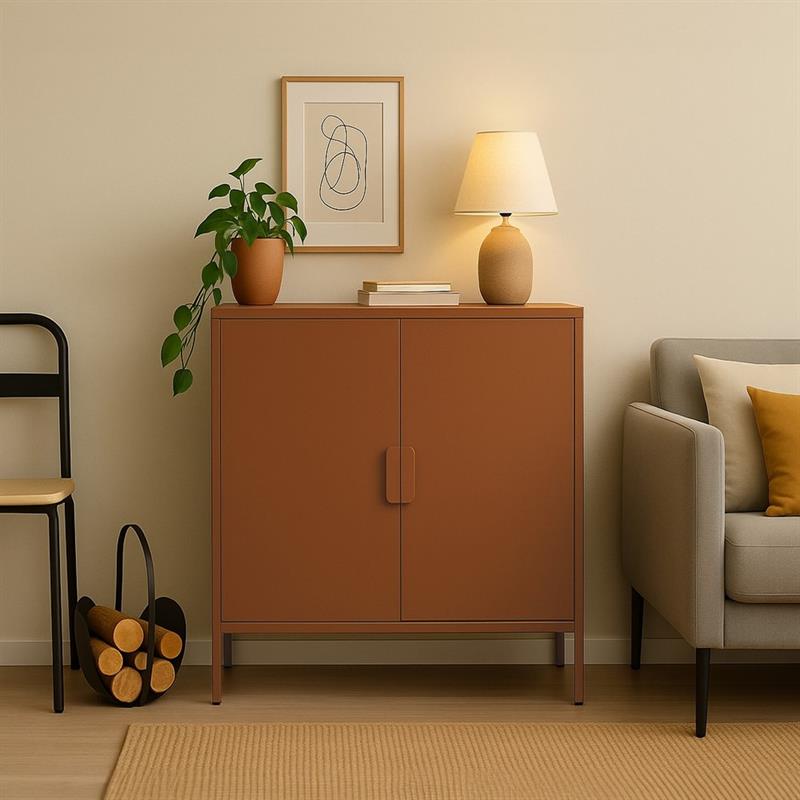 Credenza metallica 2 ante mattone 80x38x100 - Pop
