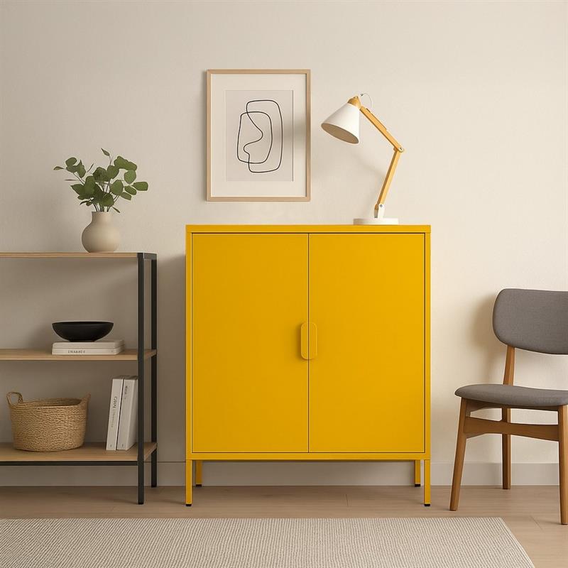 Credenza metallica 2 ante senape 80x38x100 - Pop