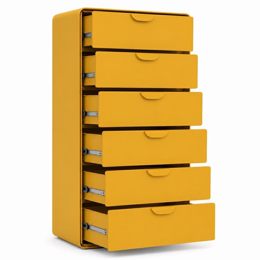 Cassettiera 6 cassetti color senape 60x35x120 cm - Mark