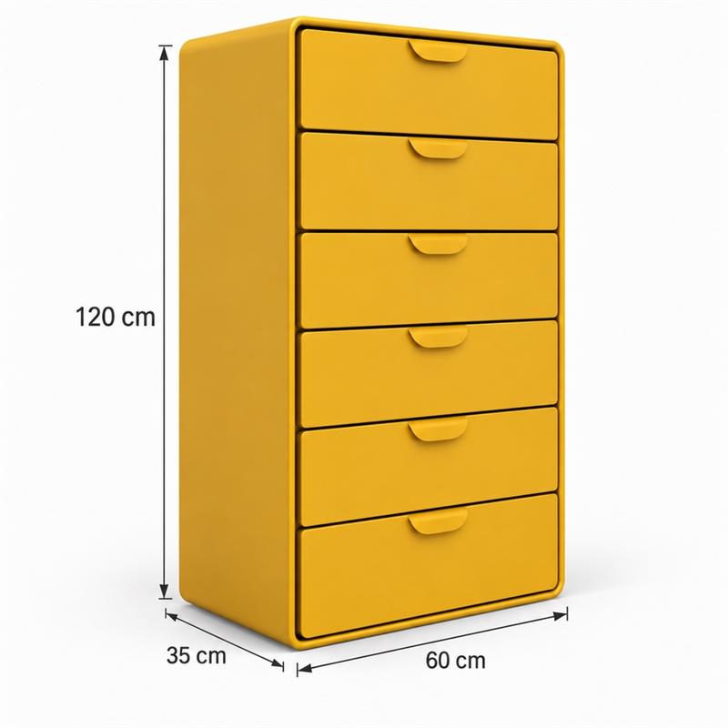 Cassettiera 6 cassetti color senape 60x35x120 cm - Mark