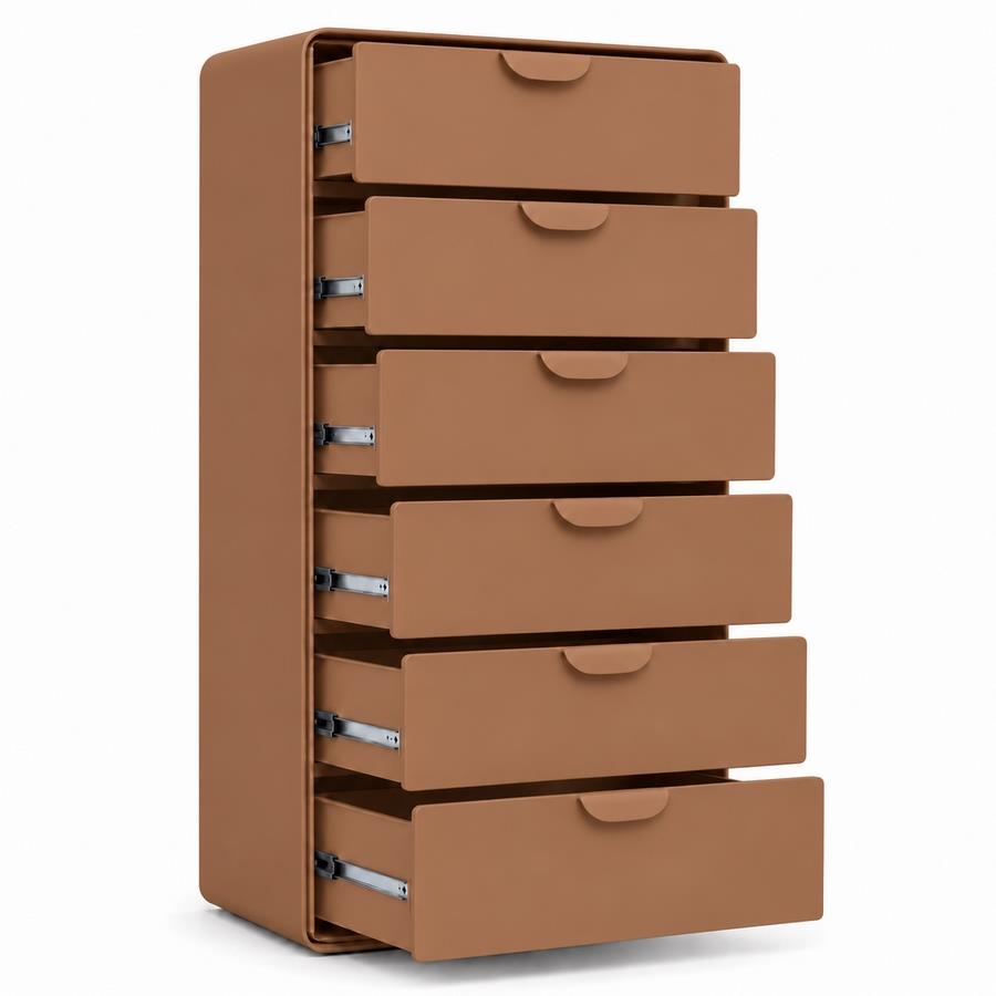 Cassettiera 6 cassetti color mattone 60x35x120 cm - Mark