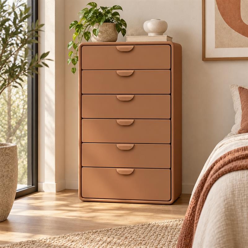 Cassettiera 6 cassetti color mattone 60x35x120 cm - Mark