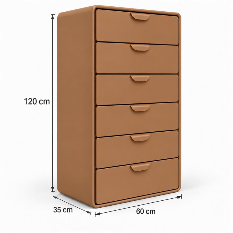 Cassettiera 6 cassetti color mattone 60x35x120 cm - Mark
