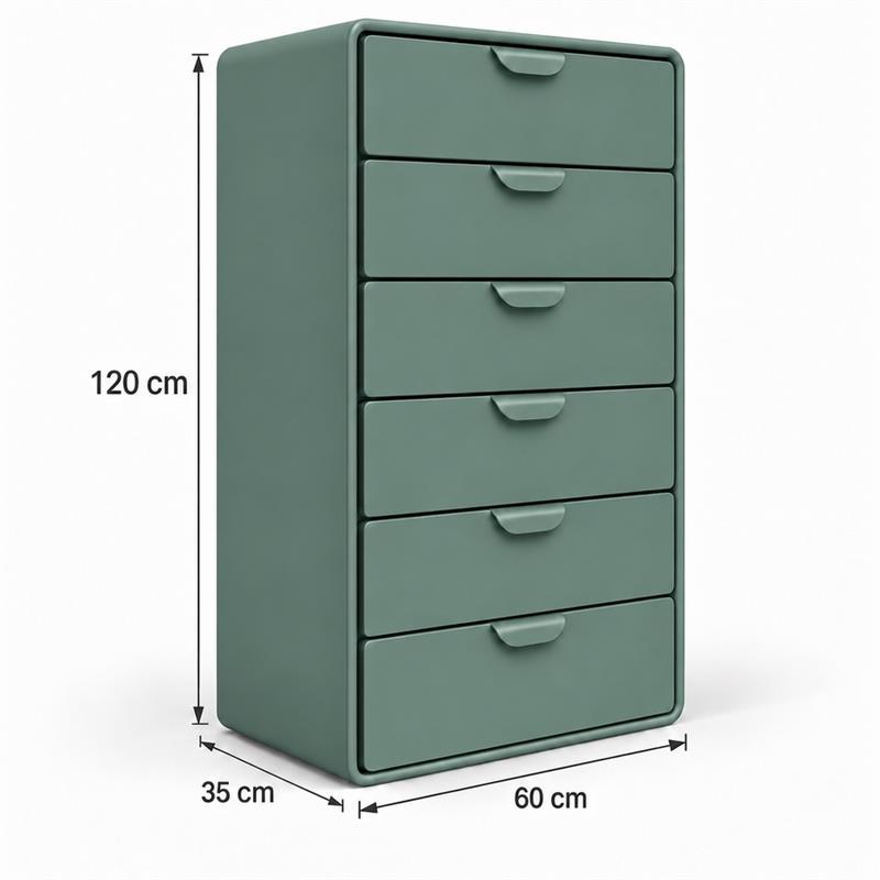 Cassettiera 6 cassetti verdone 60x35x120 cm - Mark