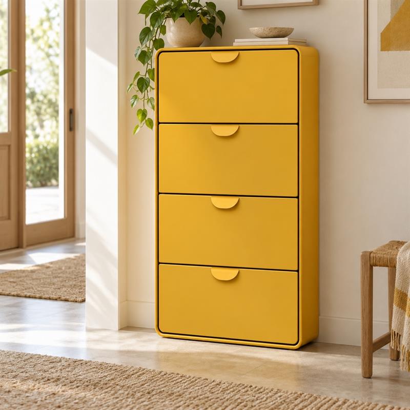 Scarpiera 4 cassetti color senape 80x14,5x136 cm - Mark