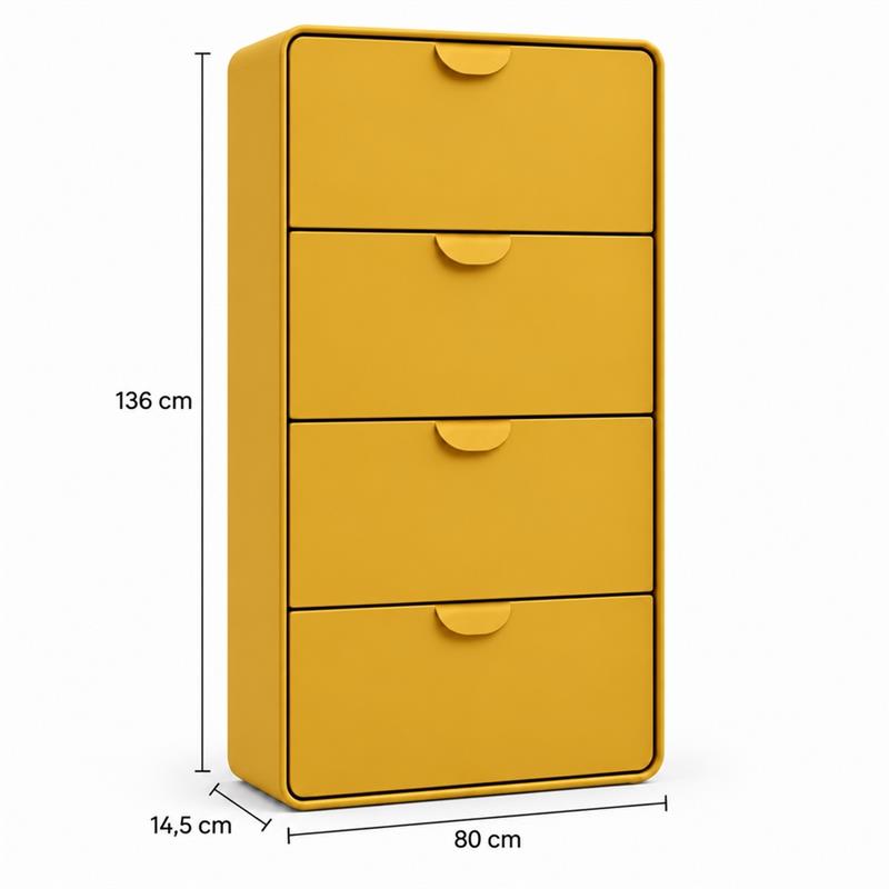 Scarpiera 4 cassetti color senape 80x14,5x136 cm - Mark