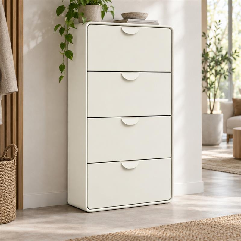 Scarpiera 4 cassetti bianca 80x14,5x136 cm - Mark