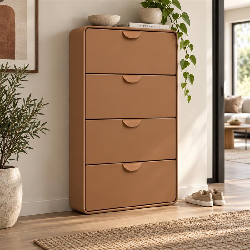 Scarpiera 4 cassetti color mattone 80x14,5x136 cm - Mark