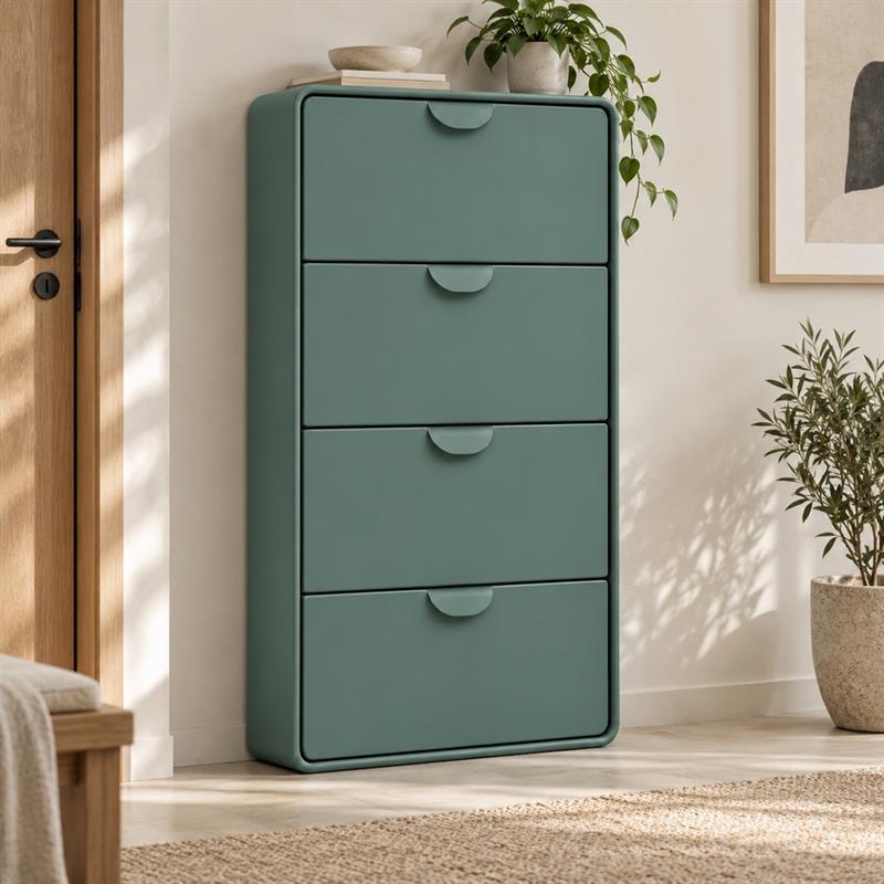 Scarpiera 4 cassetti verdone 80x14,5x136 cm - Mark