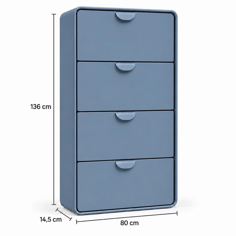 Scarpiera 4 cassetti ceruleo 80x14,5x136 cm - Mark