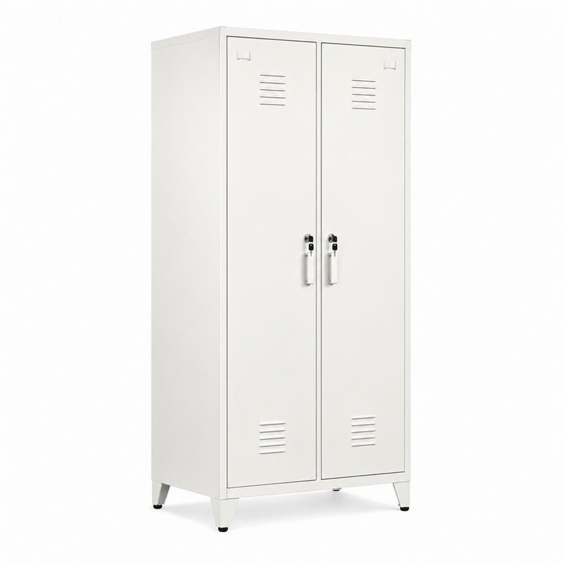 Armadio metallico sporco-pulito bianco 2 ante 5 ripiani 85x50x190cm