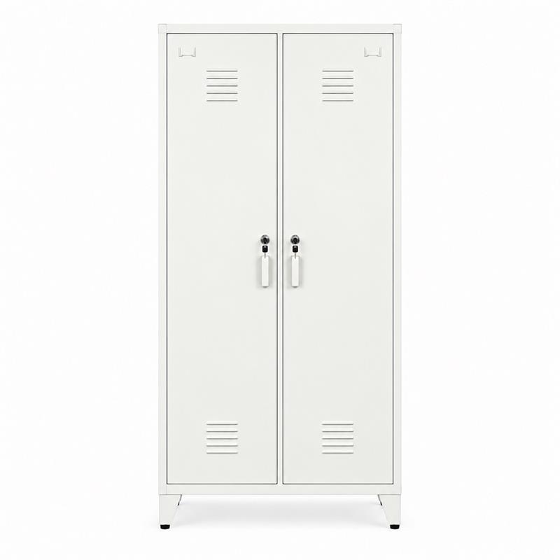 Armadio metallico sporco-pulito bianco 2 ante 5 ripiani 85x50x190cm