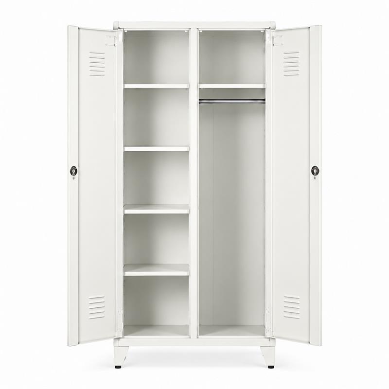 Armadio metallico sporco-pulito bianco 2 ante 5 ripiani 85x50x190cm