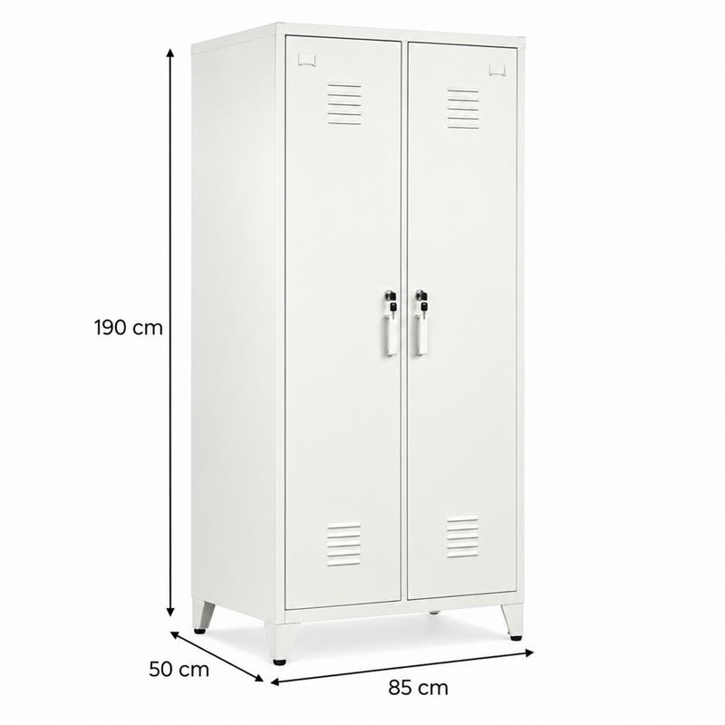 Armadio metallico sporco-pulito bianco 2 ante 5 ripiani 85x50x190cm