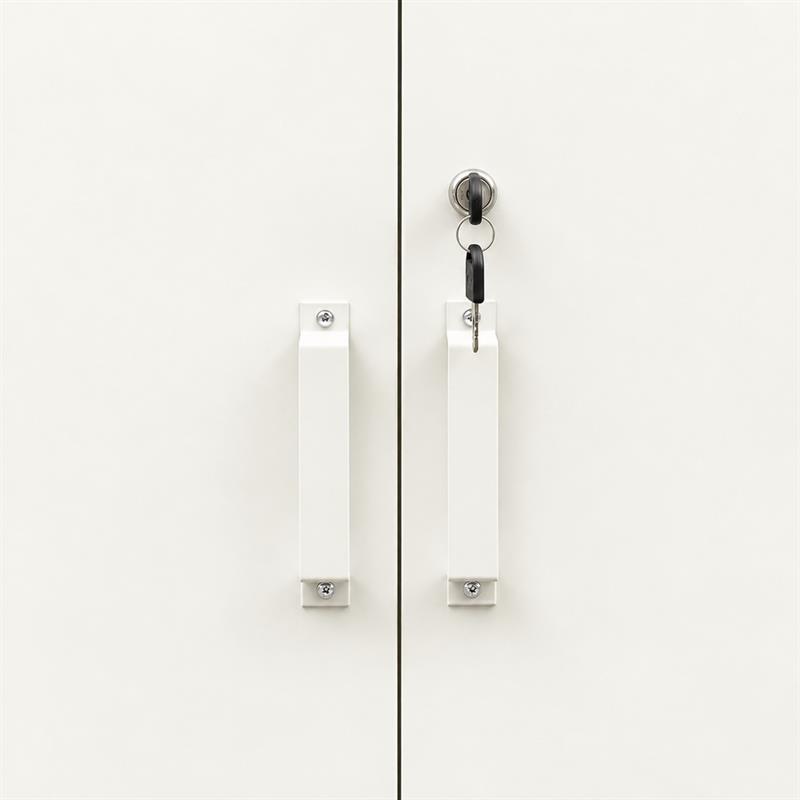 Armadio metallico bianco 2 ante battenti 5 ripiani 85x45x190cm