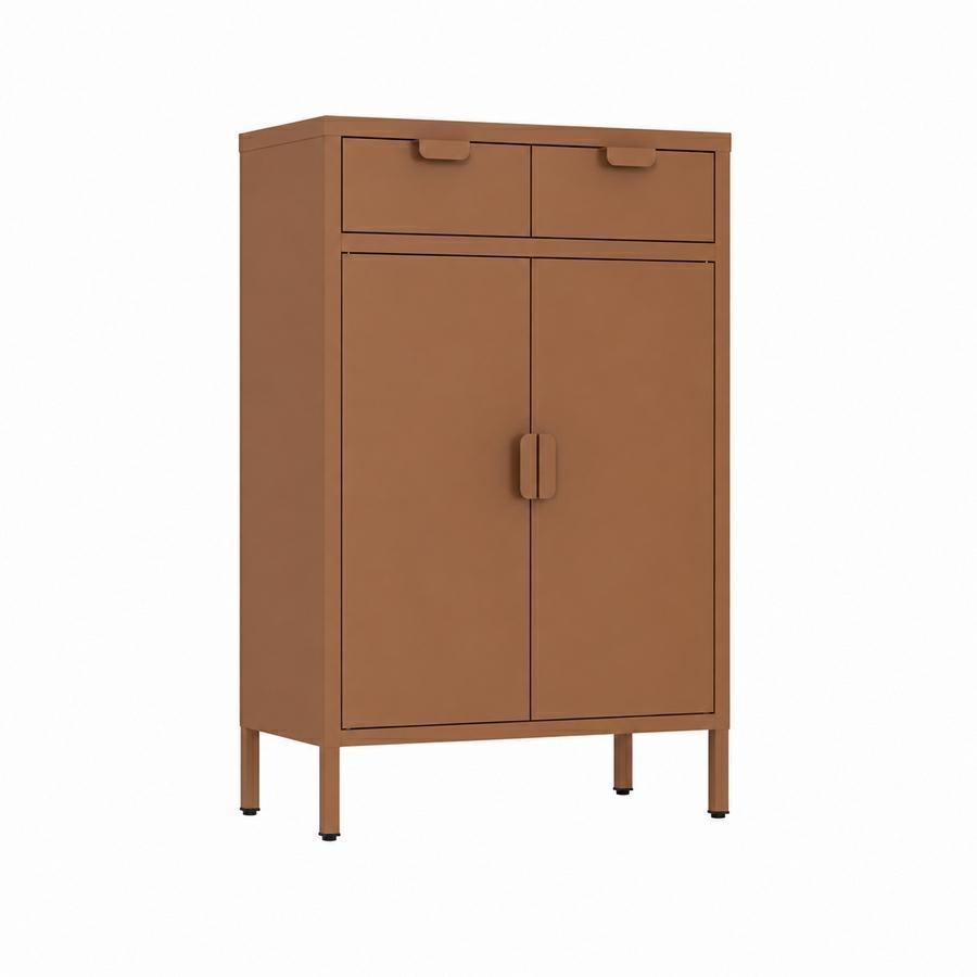 Credenza 2 ante e 2 cassetti color mattone 70x30x90 cm - Pop
