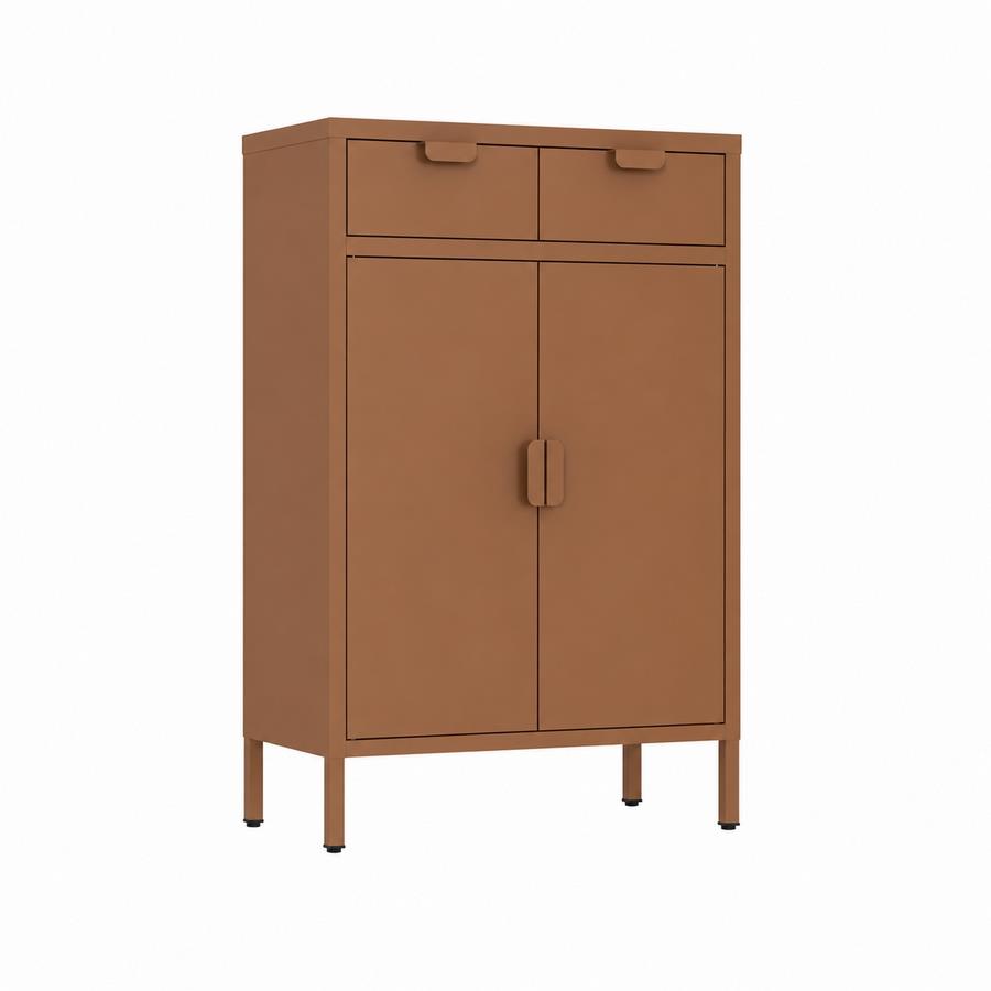 Credenza 2 ante e 2 cassetti color mattone 70x30x90 cm - Pop