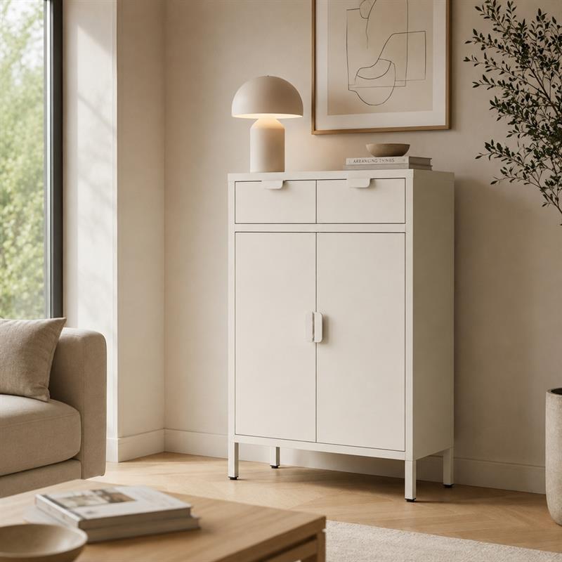 Credenza 2 ante e 2 cassetti avorio 70x30x90 cm - Pop