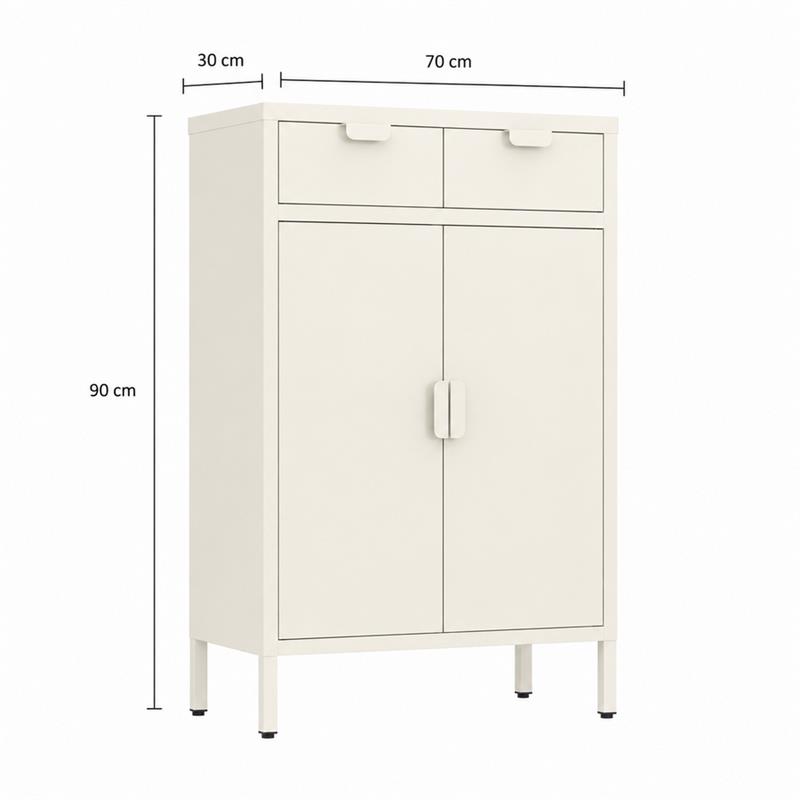 Credenza 2 ante e 2 cassetti avorio 70x30x90 cm - Pop