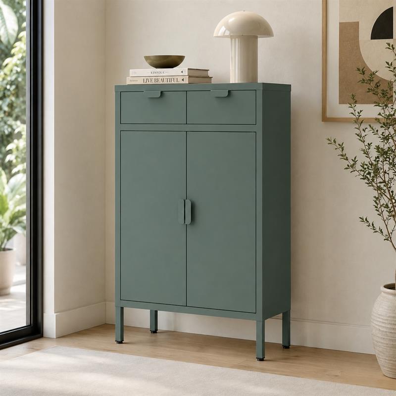 Credenza 2 ante e 2 cassetti verdone 70x30x90 cm - Pop