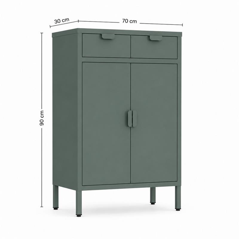 Credenza 2 ante e 2 cassetti verdone 70x30x90 cm - Pop