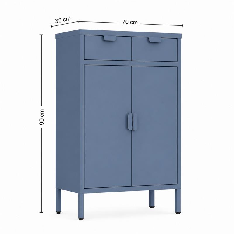 Credenza 2 ante e 2 cassetti ceruleo 70x30x90 cm - Pop