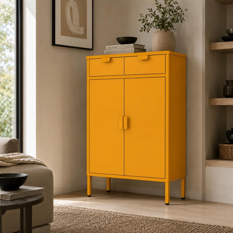 Credenza 2 ante e 2 cassetti senape 70x30x90 cm - Pop