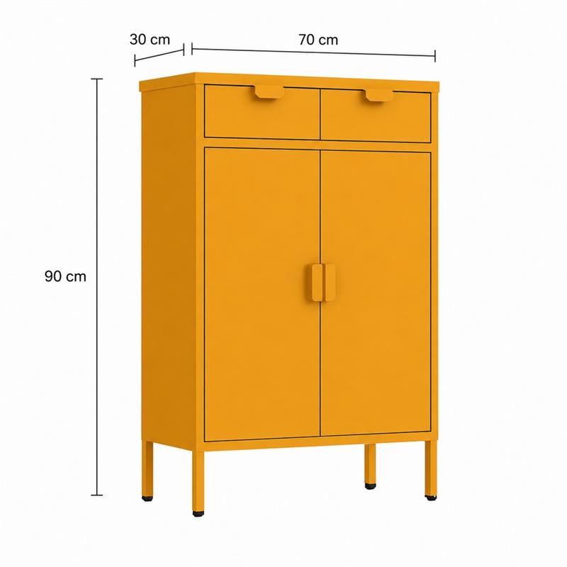 Credenza 2 ante e 2 cassetti senape 70x30x90 cm - Pop