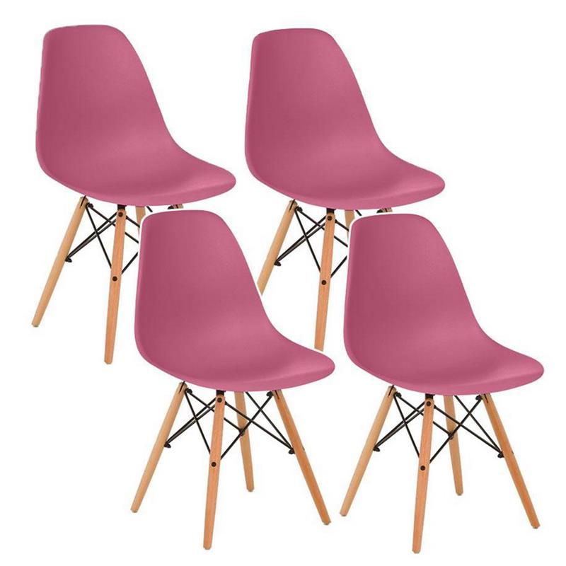 Sedia moderna bordeaux in polipropilene e legno Ester