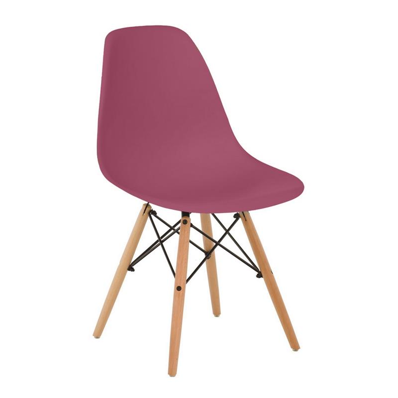 Sedia moderna bordeaux in polipropilene e legno Ester