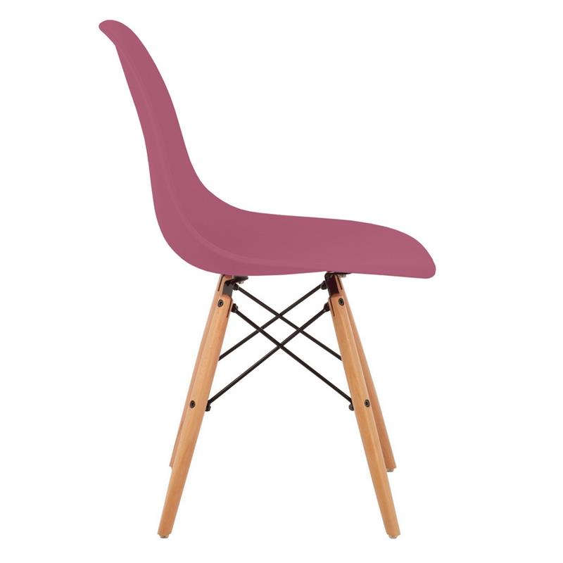 Sedia moderna bordeaux in polipropilene e legno Ester