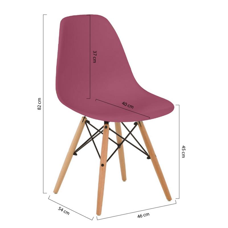 Sedia moderna bordeaux in polipropilene e legno Ester