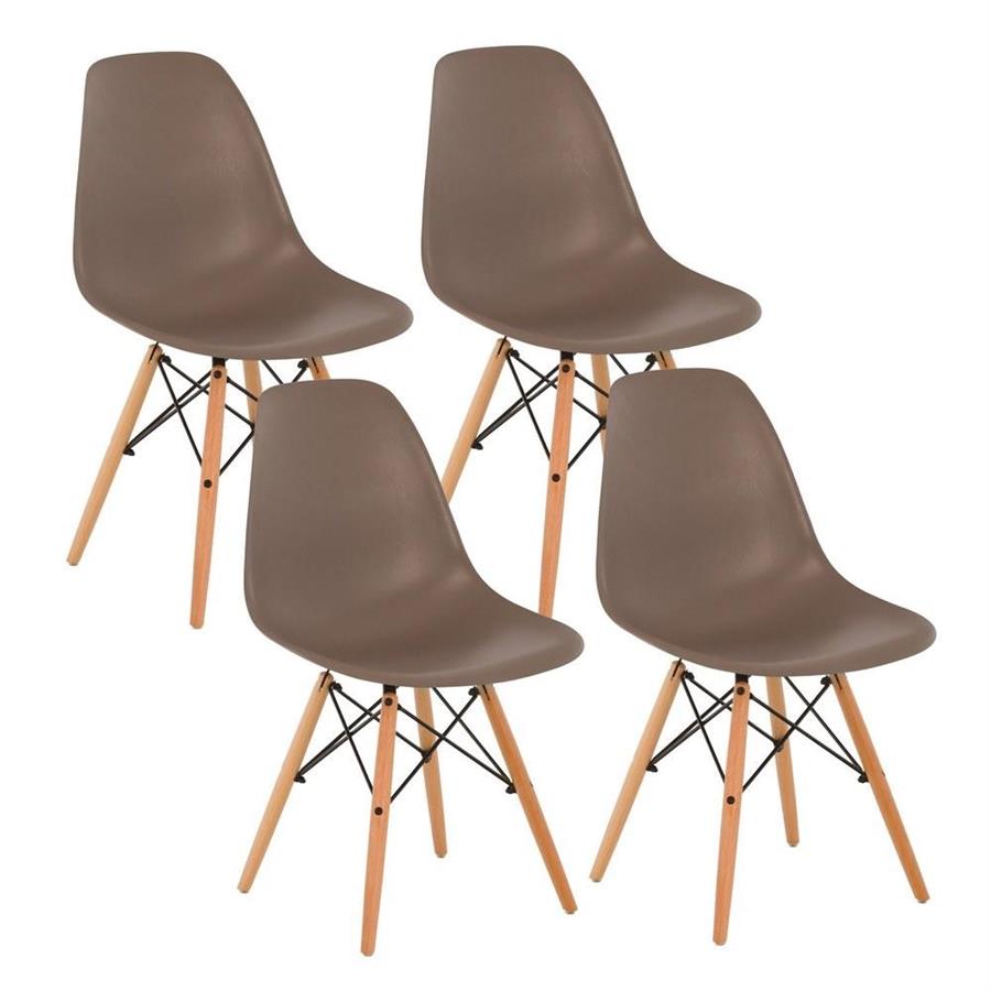 Sedia moderna color caffe' in polipropilene e legno Ester