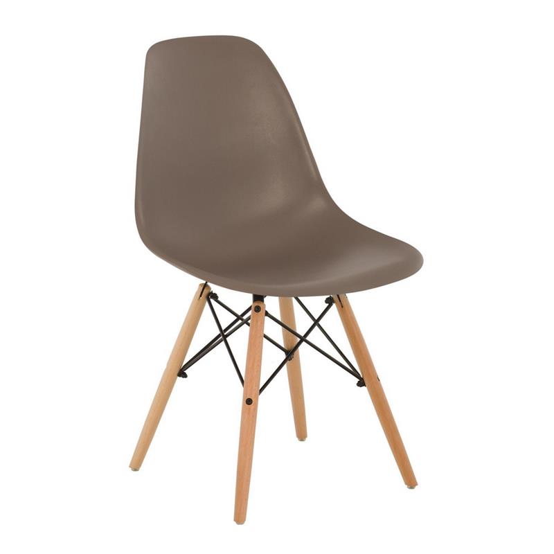Sedia moderna color caffè in polipropilene e legno Ester