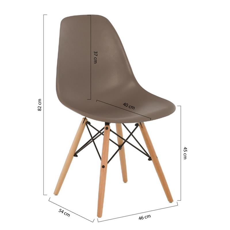 Sedia moderna color caffè in polipropilene e legno Ester