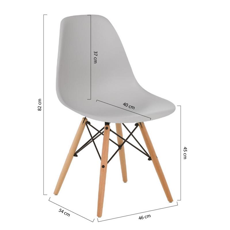Sedia moderna grigie in polipropilene e legno Ester