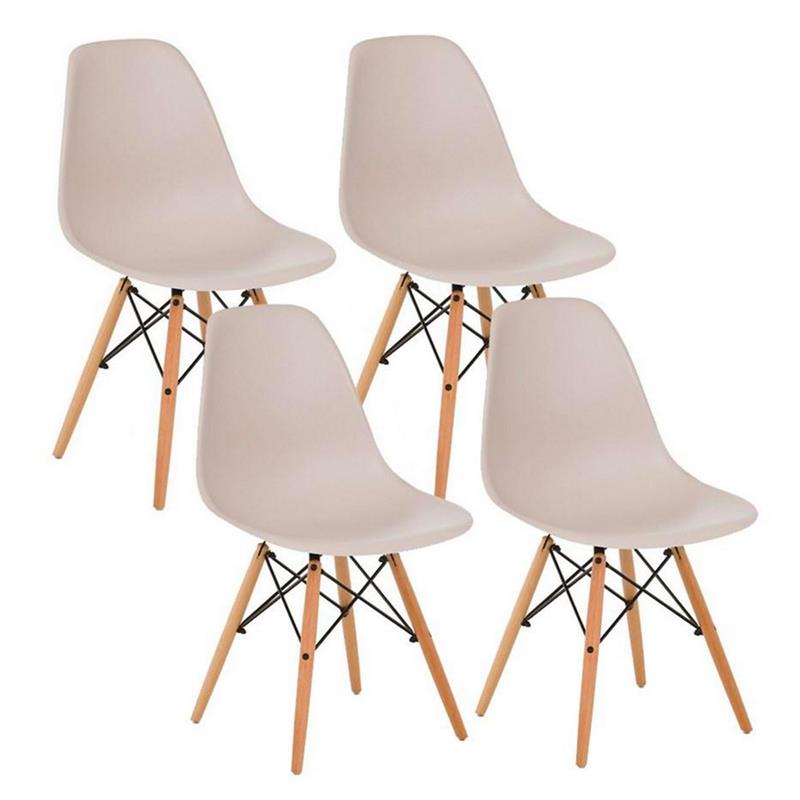 Sedia moderna color khaki in polipropilene e legno Ester