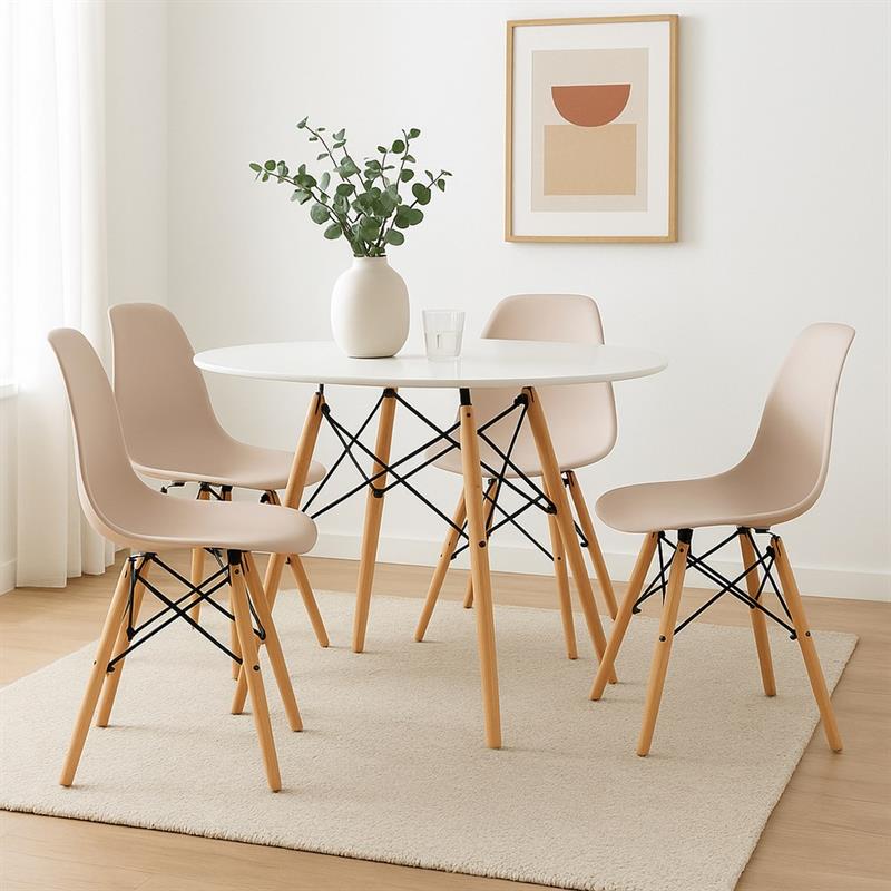 Sedia moderna color khaki in polipropilene e legno Ester