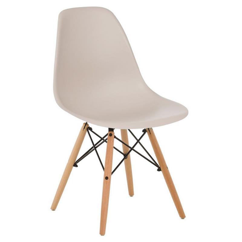 Sedia moderna color khaki in polipropilene e legno Ester