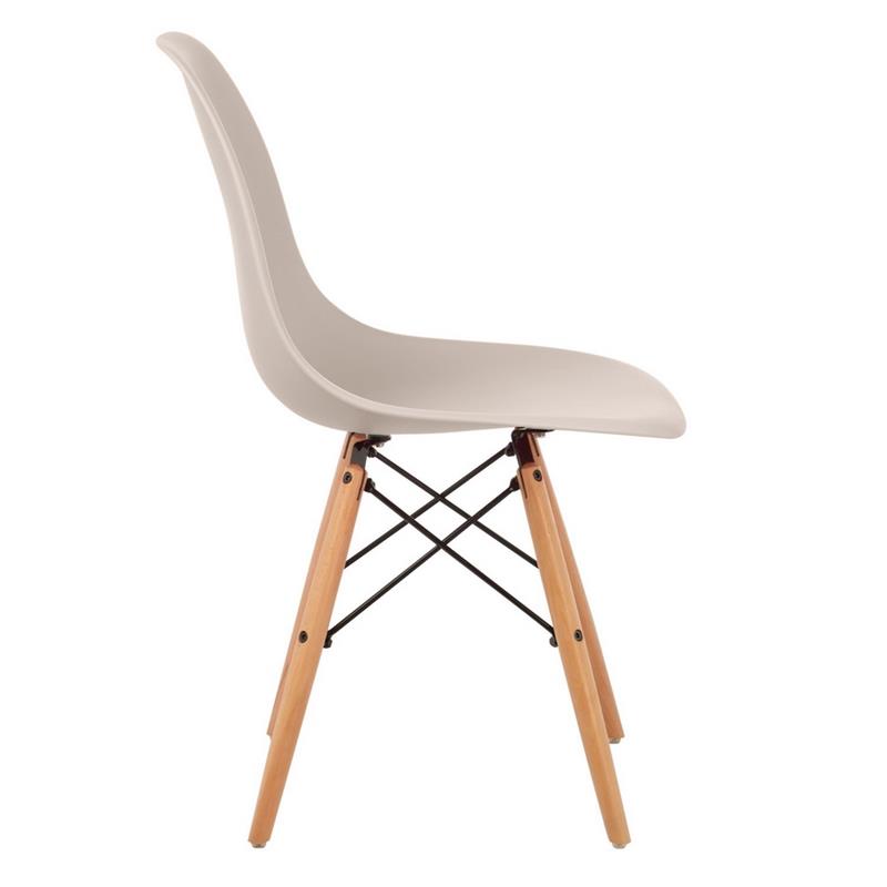 Sedia moderna color khaki in polipropilene e legno Ester