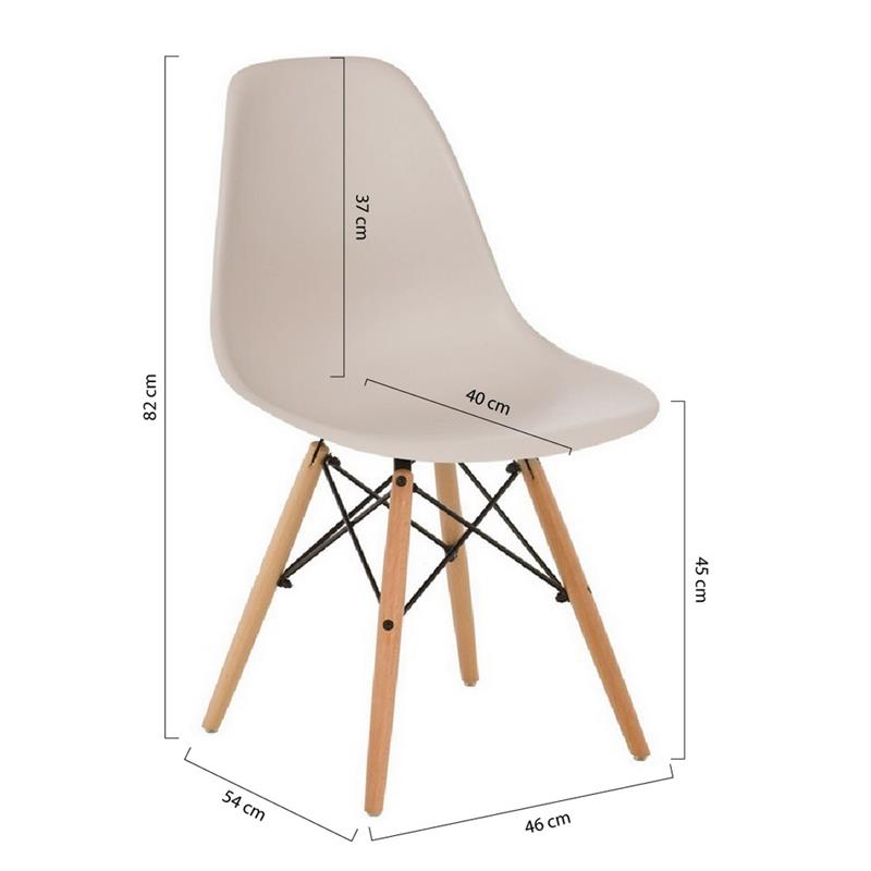 Sedia moderna color khaki in polipropilene e legno Ester